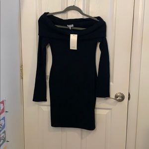 Black off the shoulder sweater dress